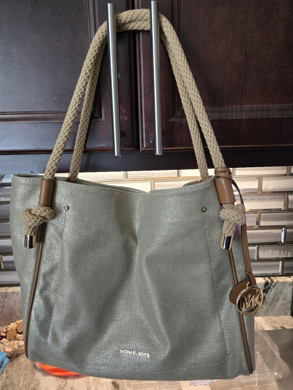 Michael Kors Isla Large Metallic Tote Bag.